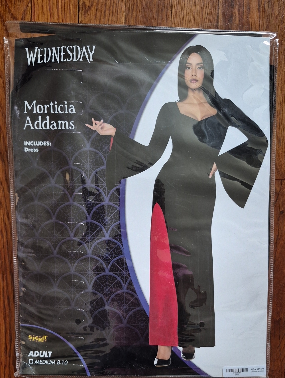 Spirit Morticia-Style Maxi Dress in Black with Red Panel